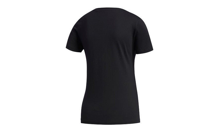 (WMNS) adidas Alphabet Logo Printing Cotton Short Sleeve Black FM6176