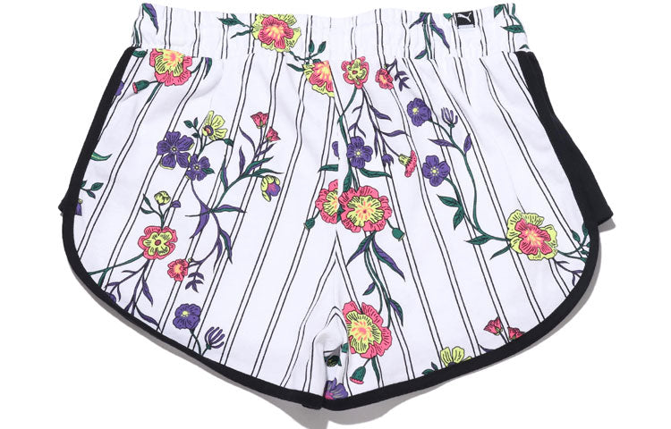 (WMNS) PUMA Casual Sports Lacing Flowers Knit Shorts White 597467-02