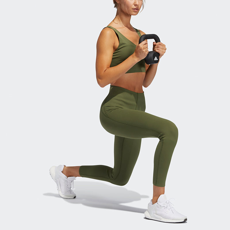 (WMNS) adidas Elv Yoga Fl 78t Casual Sports Tight Gym Pants/Trousers/Joggers Military Green GM2755