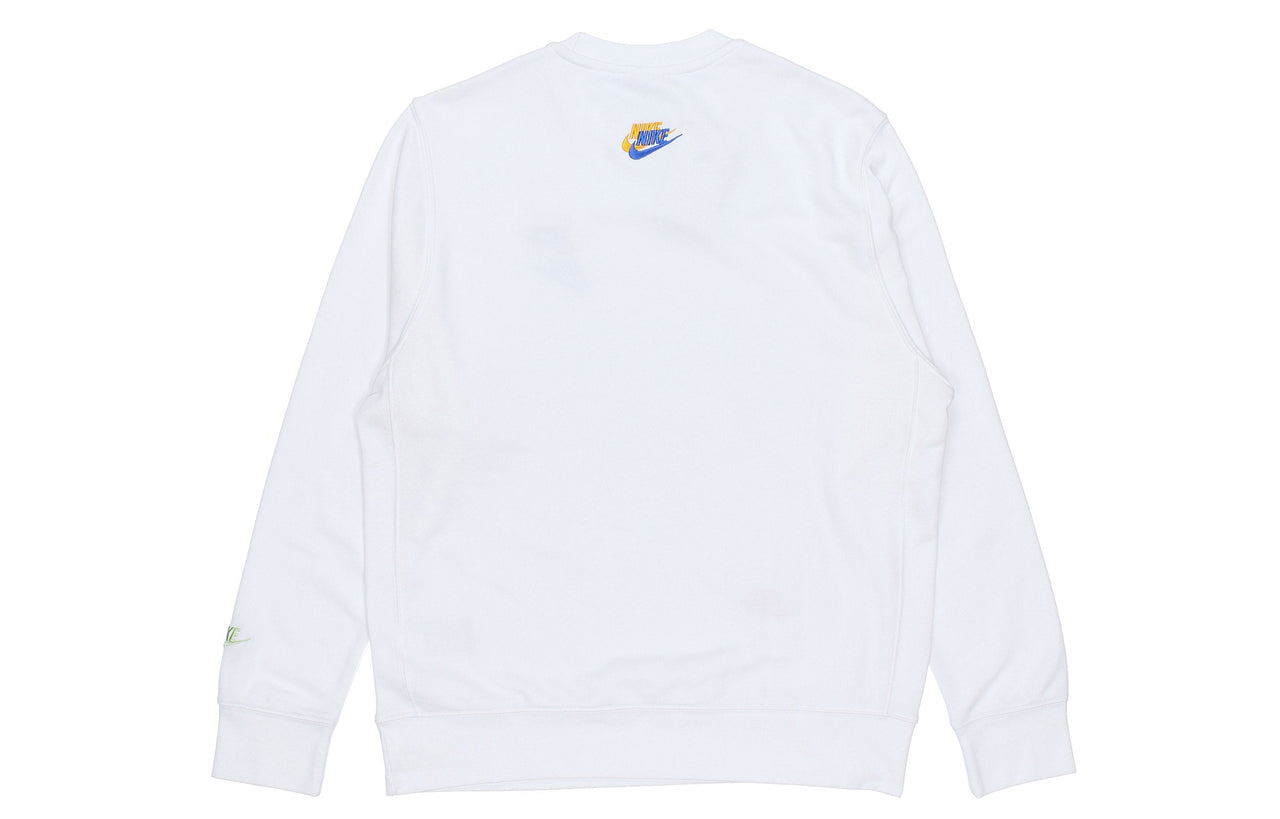 Men's Nike Contrasting Colors Logo Casual Sports Round Neck Embroidered Pullover White DJ6915-100