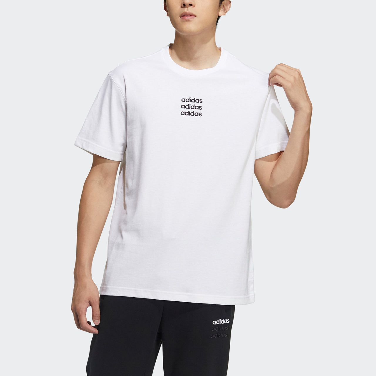 adidas neo M Ce C+ Tee Casual Sports Round Neck Short Sleeve White GP4889