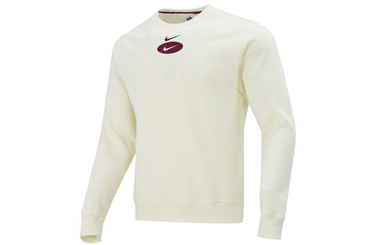 Men's Nike As Nsw Sl Bb Crew Casual Sports Fleece Lined Round Neck Long Sleeves Ivory DM5461-113