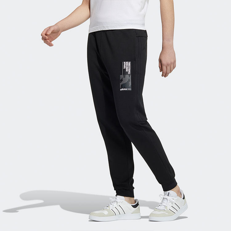 Men's adidas neo Sw Dk Tp Logo Printing Knit Bundle Feet Sports Pants/Trousers/Joggers Black H45223