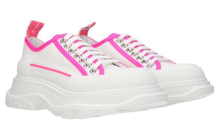 (WMNS) Alexander McQueen Tread Slick Lace Up 'White Neon Pink' 697074W4MV59895