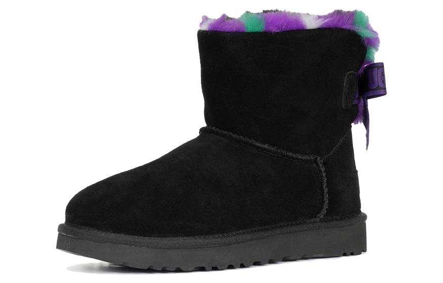 (WMNS) UGG Mini Bailey Bow Plaid Punk Boot 'Black Purple' 1130594-BLK