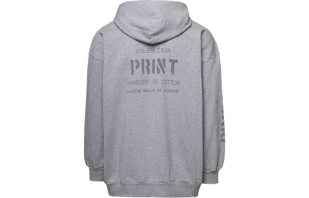 Balenciaga Print Zip-Up Hoodie Small Fit 'Grey' 744454TOVN41167