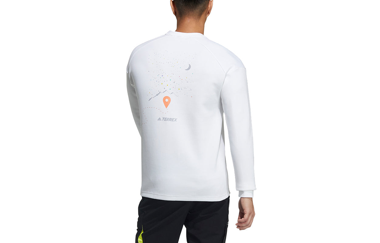 adidas Mtnlt Gfx Sweat Casual Sports Pullover Round Neck White GN7572