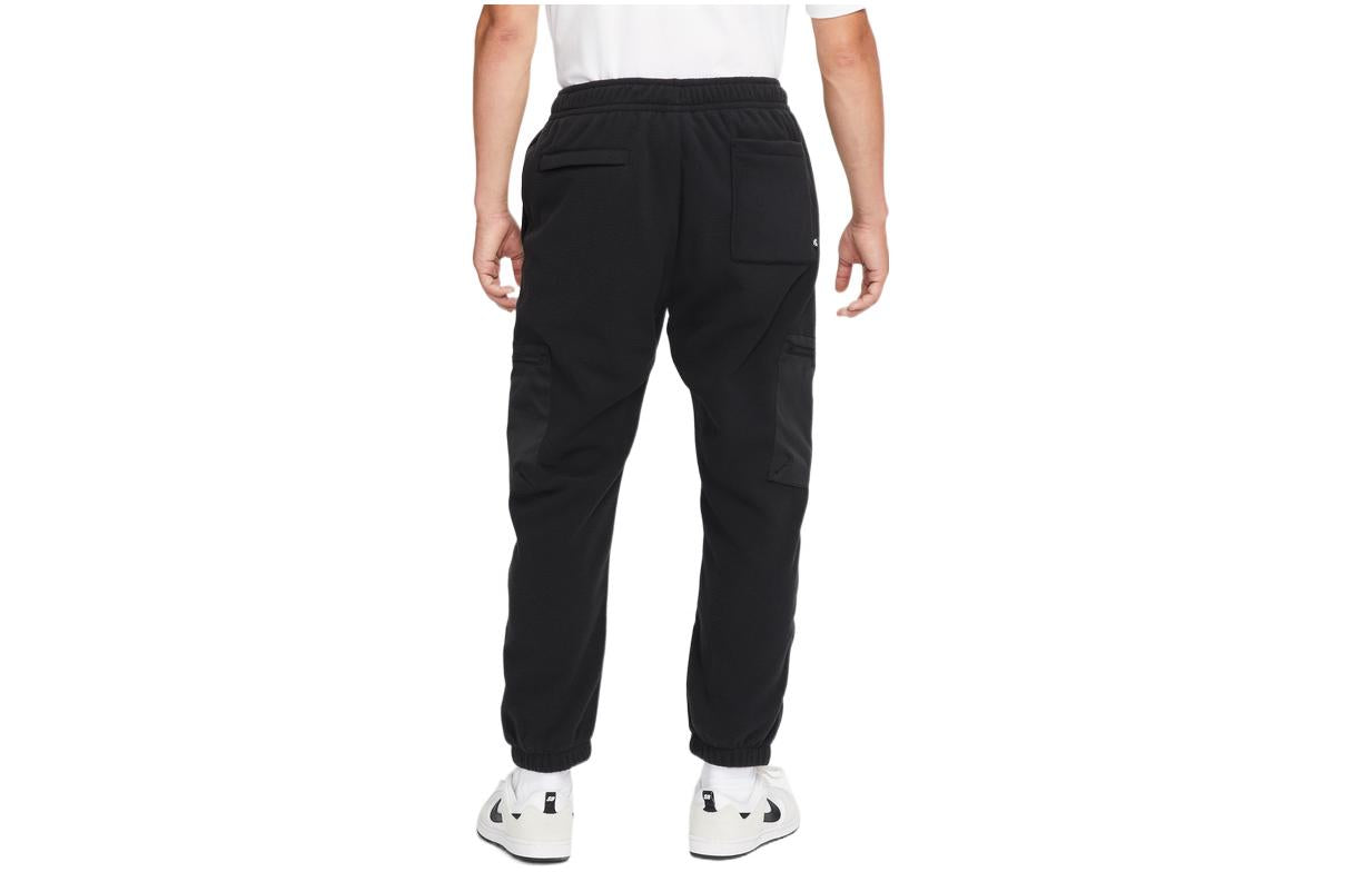 Men's Nike SB Solid Color Lacing Casual Skateboard Polar Fleece Sports Pants/Trousers/Joggers Black DA4196-010