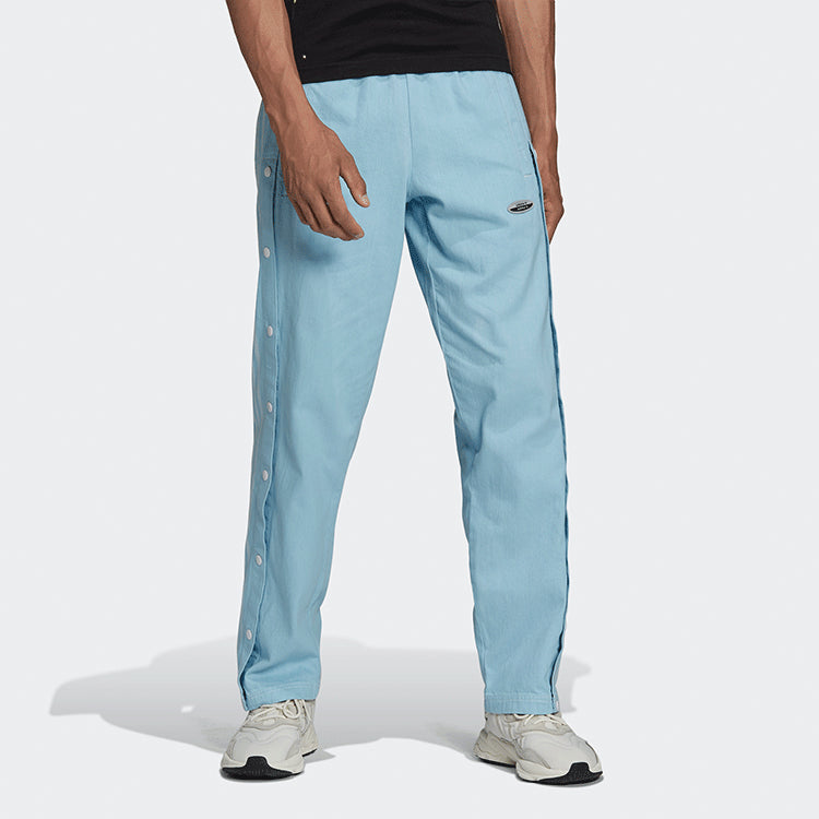 Men's adidas Denim Pants Side Solid Color Straight Casual Pants/Trousers Blue HC9499