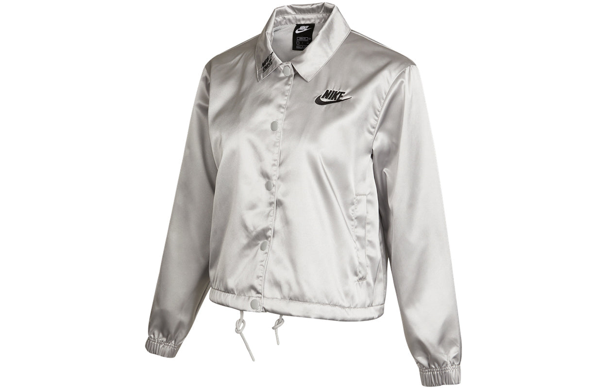 (WMNS) Nike Graffiti Embroidered Woven Sports lapel Jacket Silver DJ5363-041