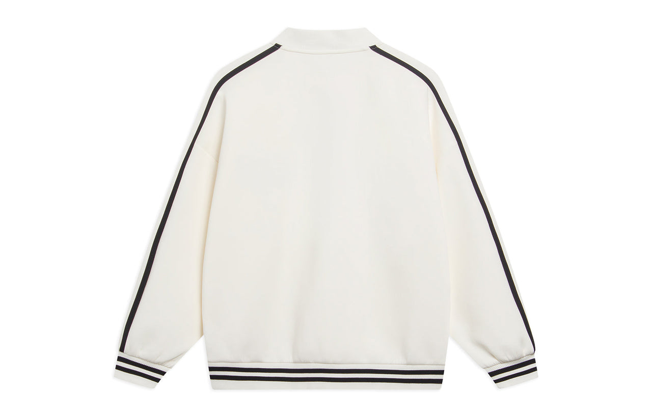 Li-Ning Striped Graphic Baseball Jacket 'White Black' AWDT545-1