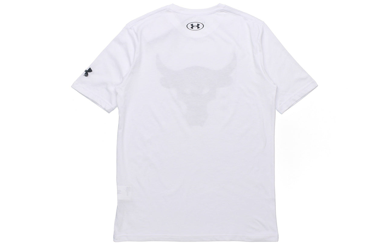 Under Armour Project Rock Brahma Bull Logo T-shirt 'White' 1357186-100