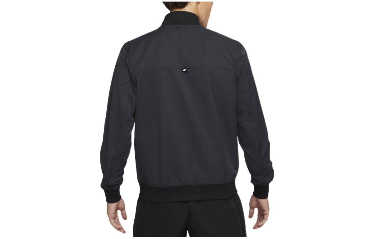 Men's Nike Solid Color Logo Stand Collar Long Sleeves Jacket Black DM6822-010