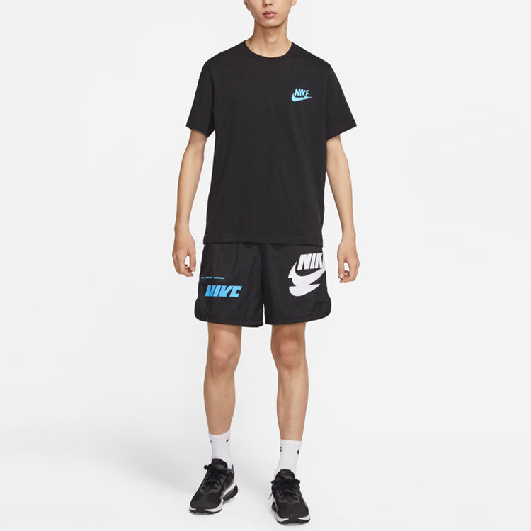 Men's Nike Logo Pattern Printing Round Neck Pullover Short Sleeve Black T-Shirt DR7810-010
