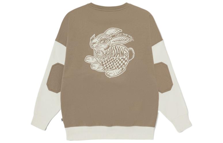 (WMNS) Vans Year of the Rabbit Neck Sports Pullover Sweatshirt 'Khaki White' VN0008YBYEH
