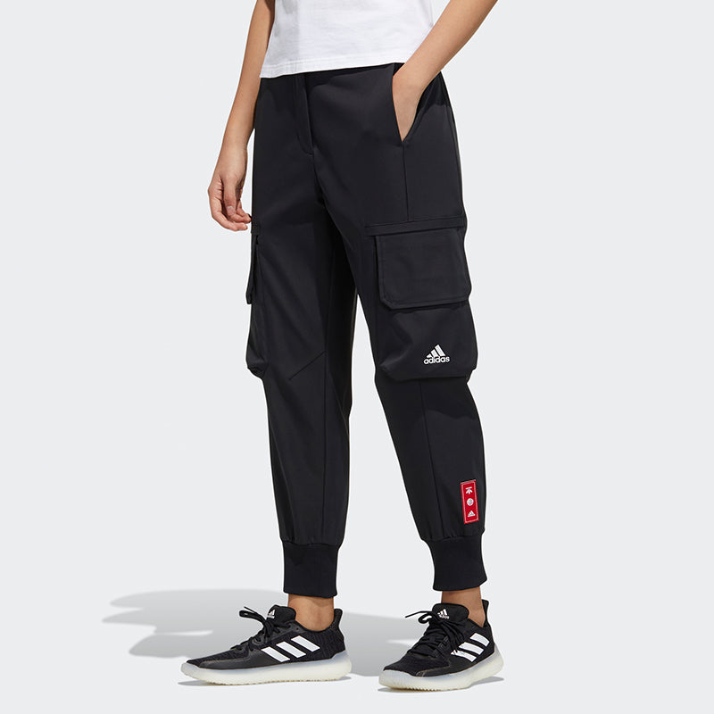 (WMNS) adidas Cny Pt Wv Big Pocket Logo Woven Bundle Feet Sports Pants/Trousers/Joggers Black GQ8840