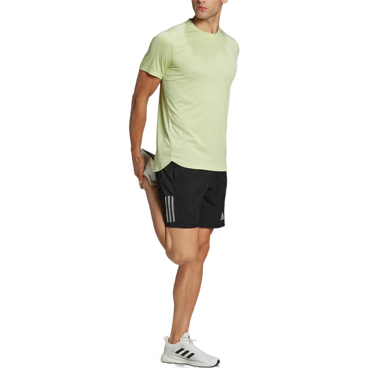 Men's adidas Solid Color Logo Sports Round Neck Short Sleeve Acid Green T-Shirt HC9829