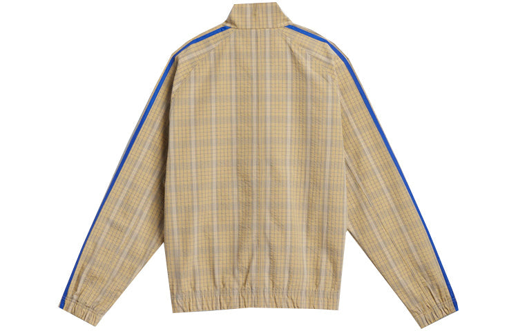 adidas originals Mw Tt Casual Stand Collar Plaid Athletics Sports Jacket Beige GN3795