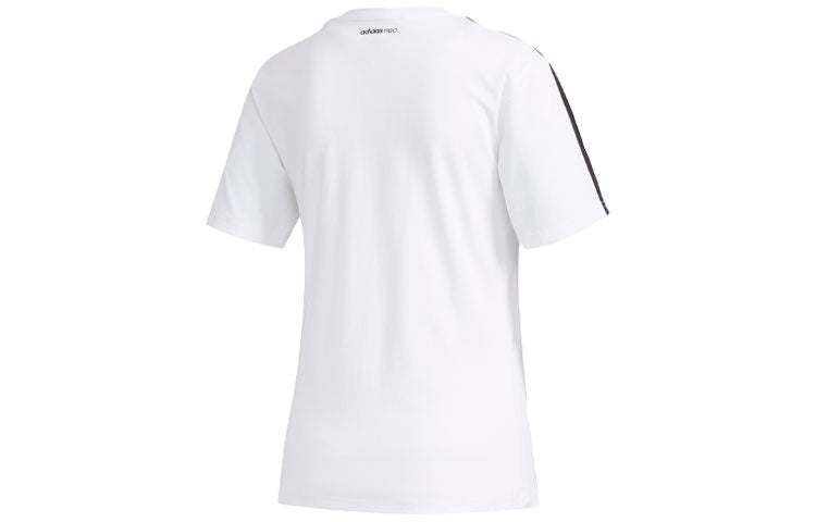 (WMNS) adidas neo Favorites Casual Sports Stripe Printing Short Sleeve White FP7322