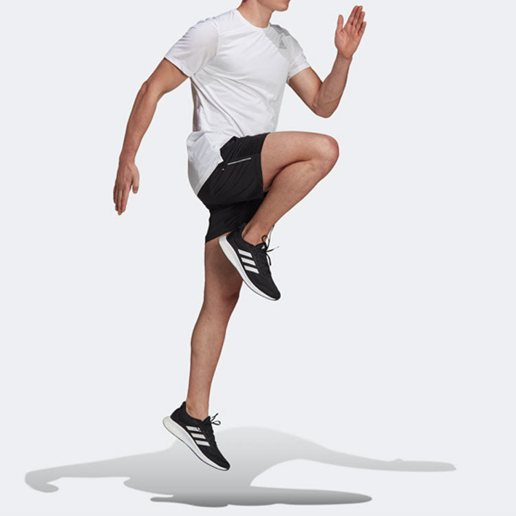 adidas Solid Color Logo Micro Mark Sports Training Breathable Round Neck Short Sleeve White H58587
