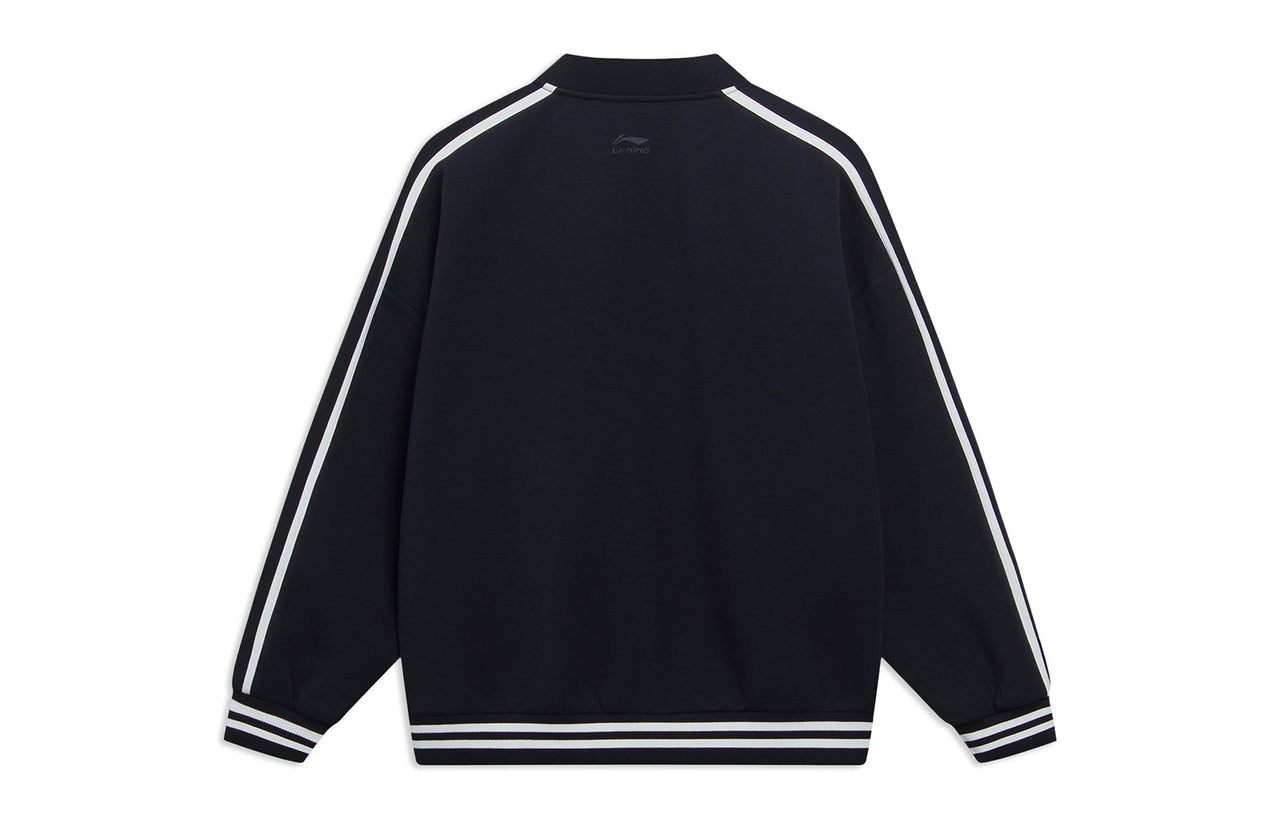 Li-Ning Striped Graphic Baseball Jacket 'Black White' AWDT545-2