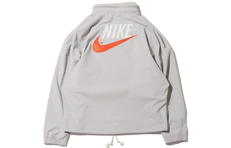 Men's Nike Sportswear Alphabet Logo Woven Jacket Light Mineral Gray DM5286-012