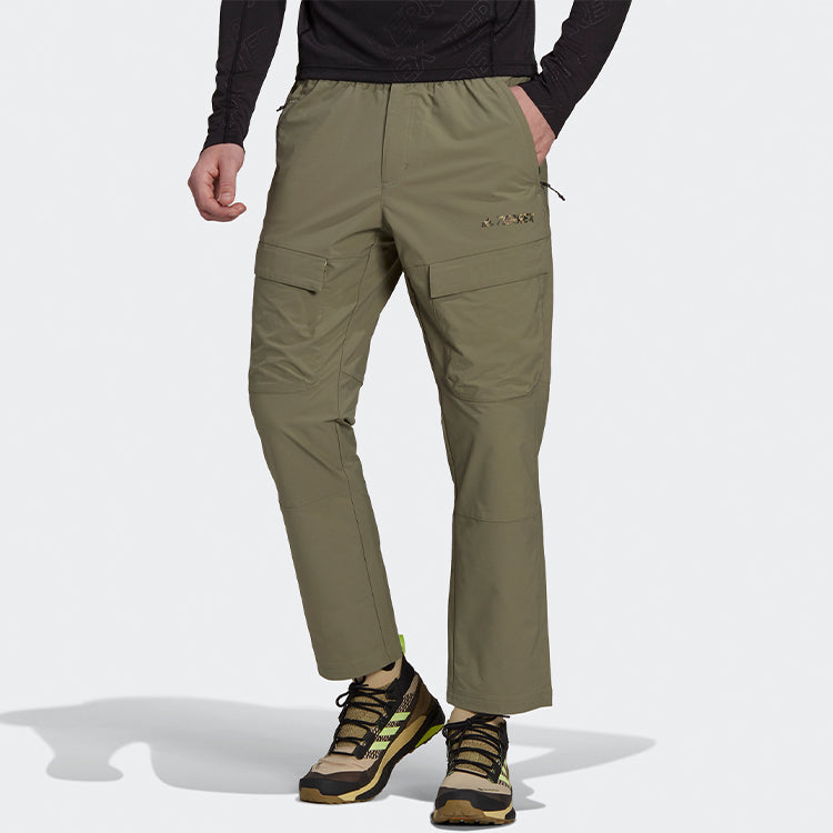 adidas Loose Logo Alphabet Zipper Sports Pants Green GR9973