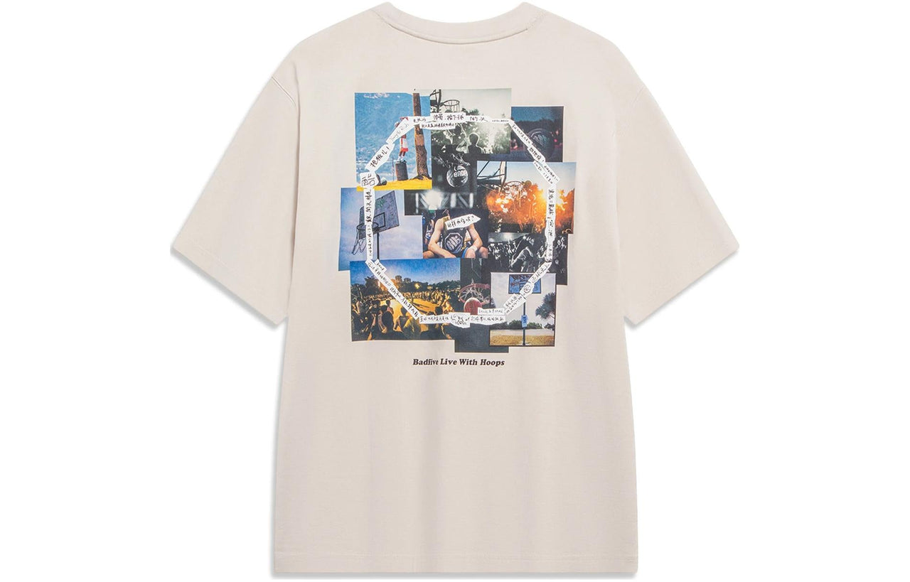 Li-Ning BadFive Live With Hoops Graphic T-shirt 'Beige' AHST281-3