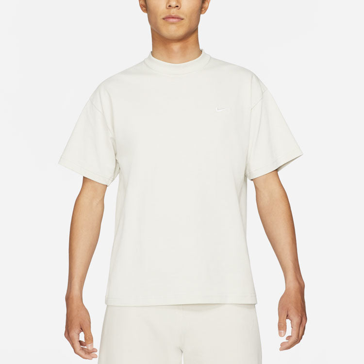 Men's Nike Lab Solo Swoosh Basic Sports Short Sleeve Light Bone White T-Shirt DA0321-072