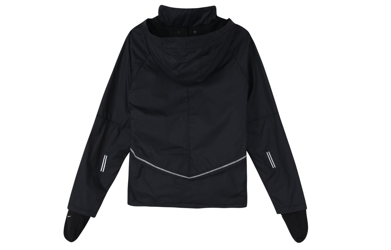 (WMNS) Nike Shield Running Breathable Windproof Sports Black Jacket CU3386-010