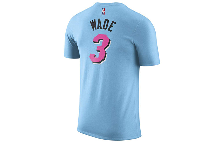 Men's Nike Miami Heat 18/19 Season Wade south coast Short Sleeve Blue BV8773-422