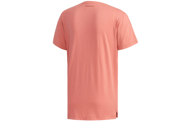 adidas neo Casual ribbed Round Neck Printing Short Sleeve Pink FK9916