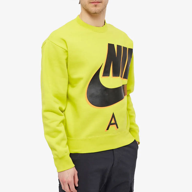 Nike Air x Kim Jones Crossover Logo Printing Fleece Round Neck Fluorescent Green DD0692-344