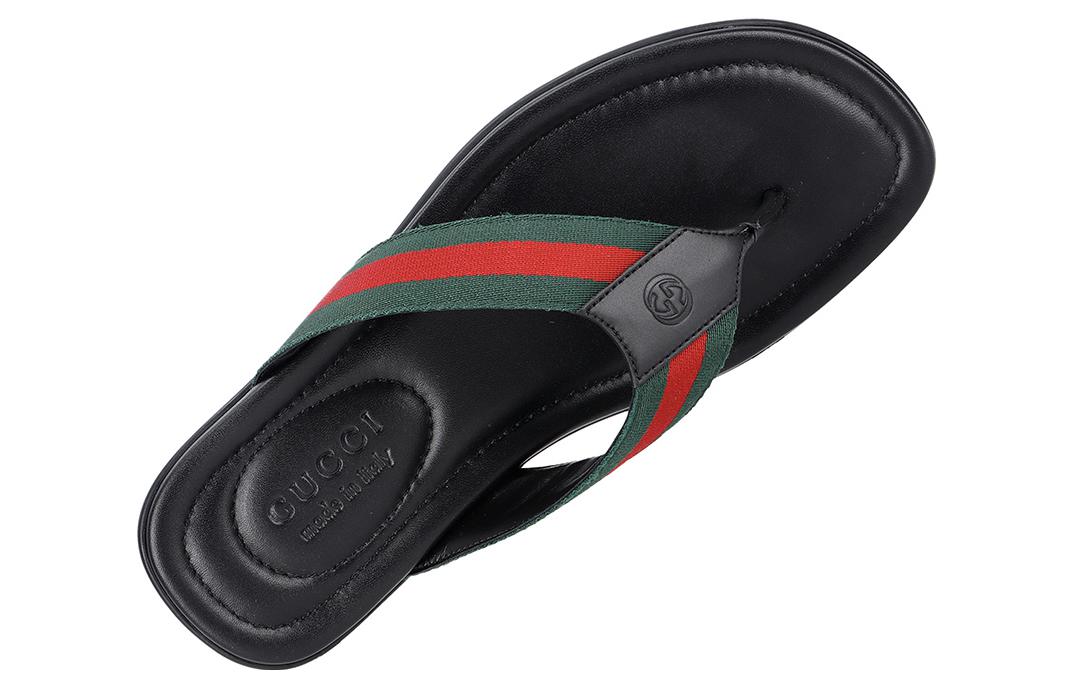 Gucci Leather Web Thong Sandal 'Black' 429362-H91A0-8480