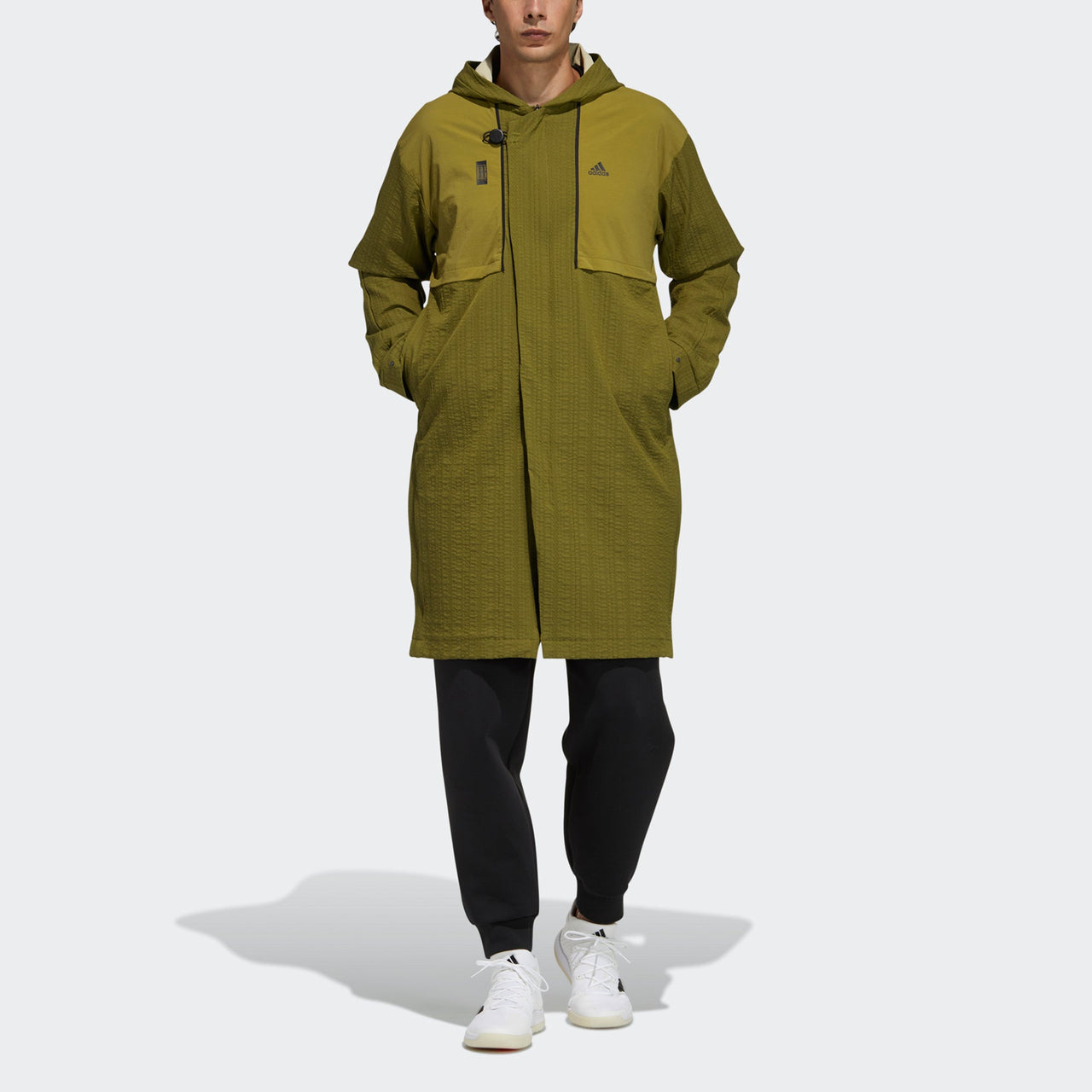 Men's adidas Wj Longtex Jkt Sports Stylish Hooded Jacket Military Green H39337