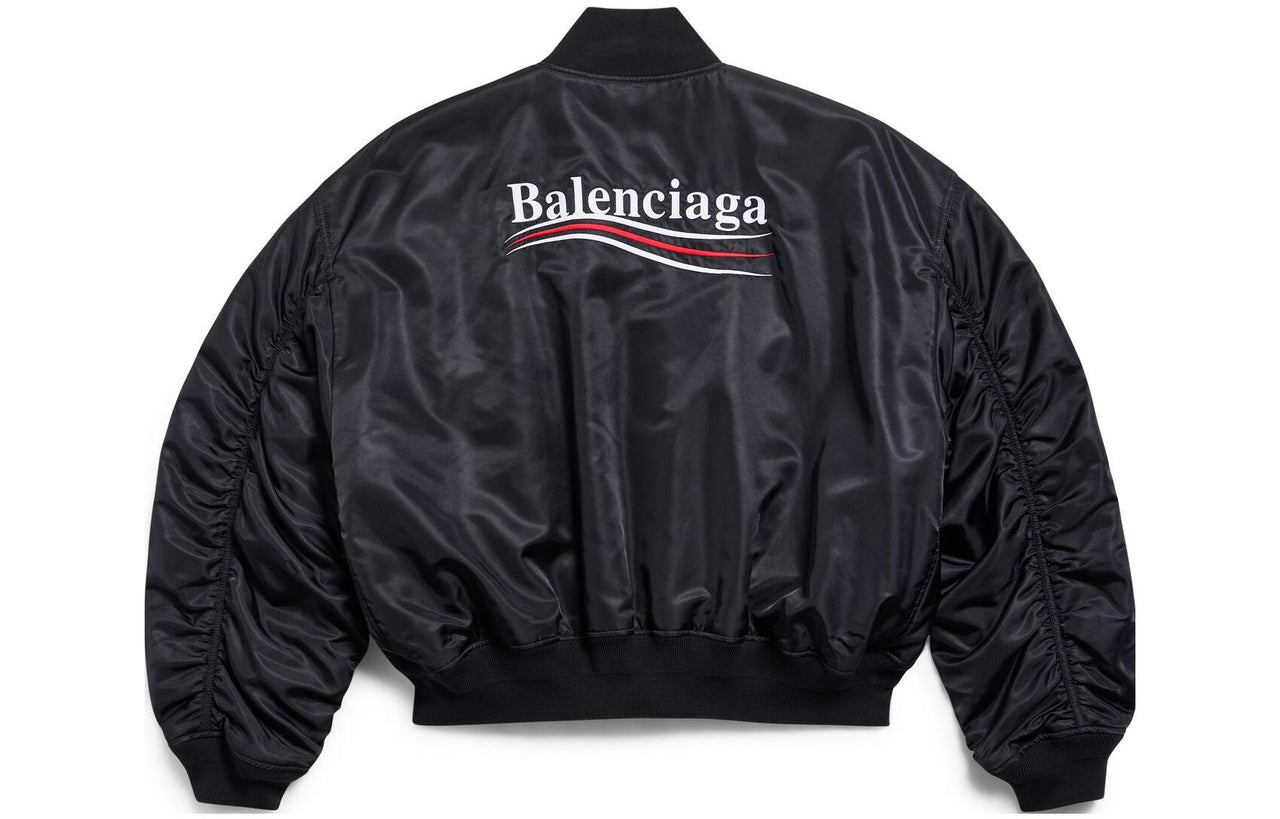(WMNS) Balenciaga Political Campaign Varsity Jacket 'Black' 763434TNO271000