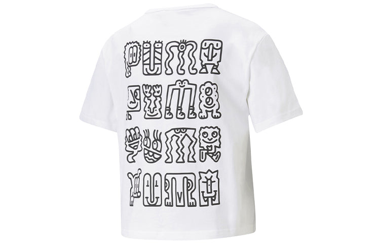 (WMNS) PUMA X Mr Doodle Printing Short Sleeve White 598654-02