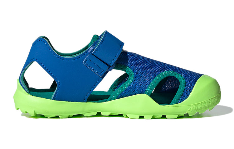 (GS) adidas Terrex Captain Toey K Velcro Outdoor Flat Heel Colorblock Sports Blue Green Sandals EF2242