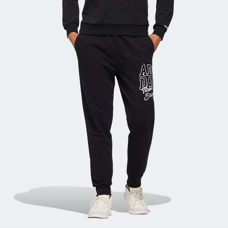 adidas neo Lacing Printing Sports Pants Black EI6277