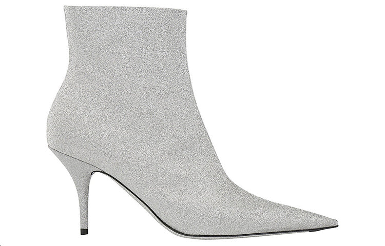 (WMNS) Balenciaga 85mm Knife Glitter Boots 'Silver' 579280WA7018163