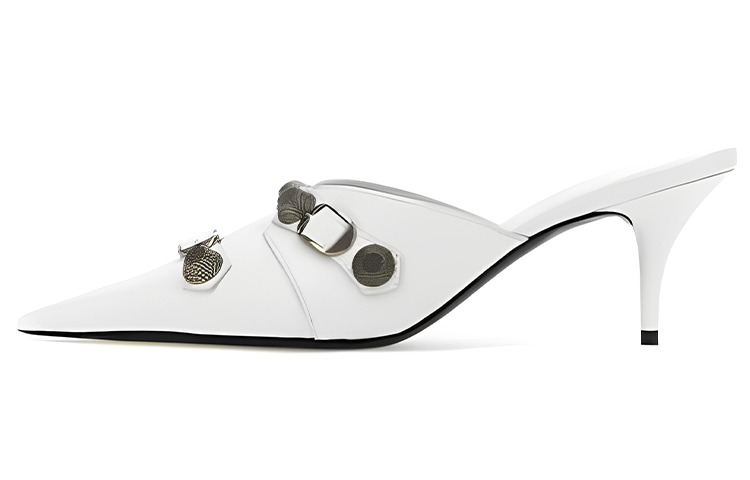 (WMNS) Balenciaga Cagole Heeled Mules 'White Lambskin' 714253WAD4E9081