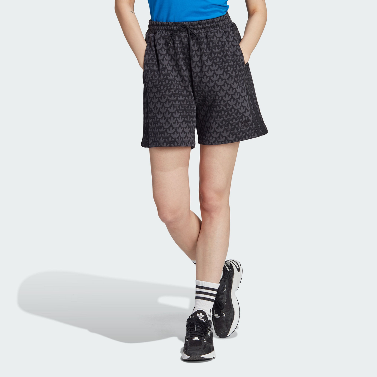 (WMNS) adidas originals Trefoil Monogram Shorts 'Black' II3189