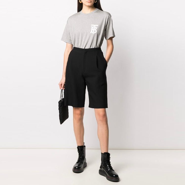 Burberry SS21 Cotton Round Neck Logo Short Sleeve Gray 80294621