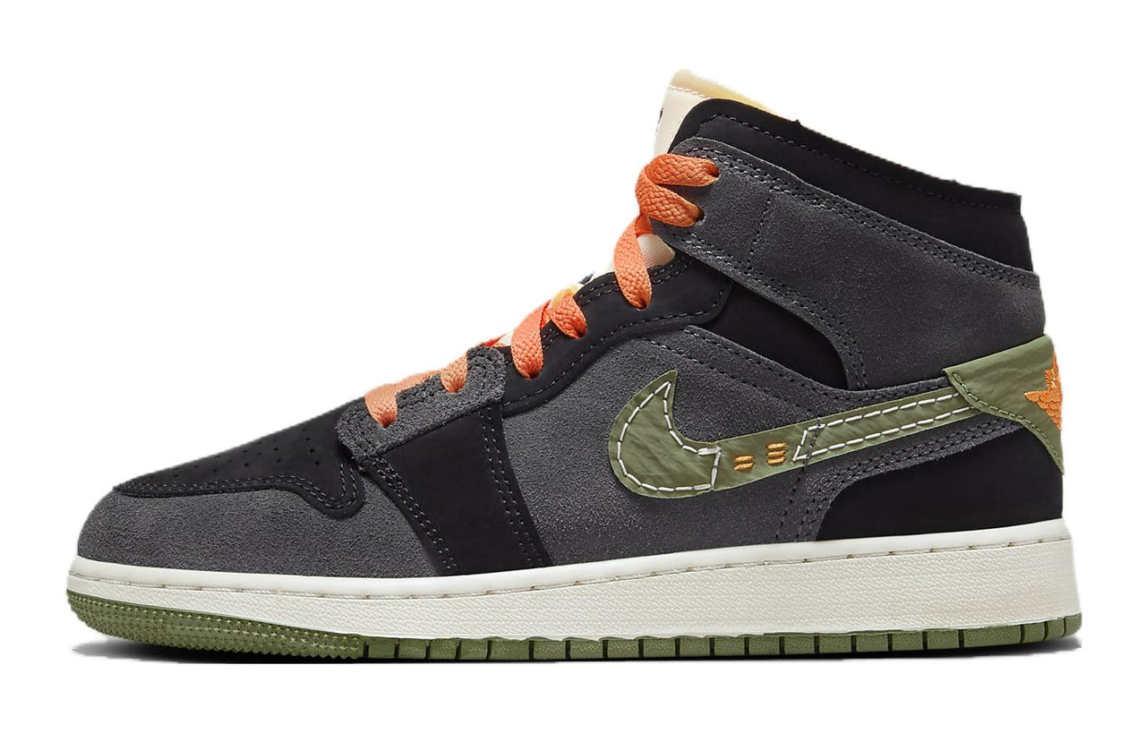 (GS) Air Jordan 1 Mid SE Craft 'Anthracite Light Olive' FD5847-003