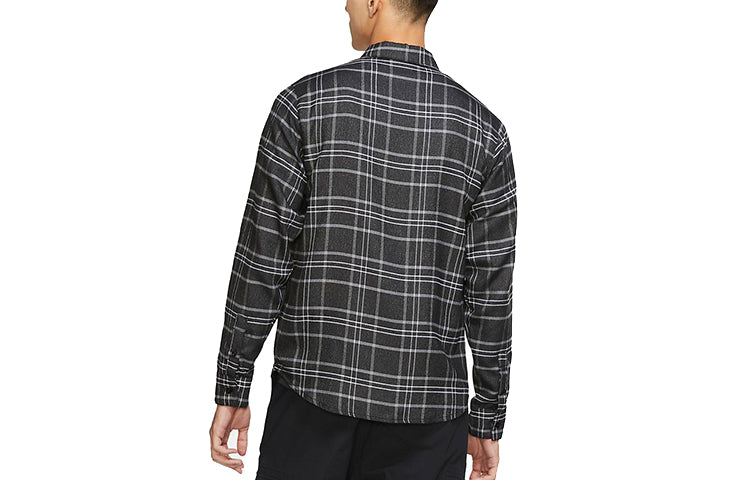 Nike SB Skateboard Plaid Skateboard Casual Shirt Jacket Black CK5316-010
