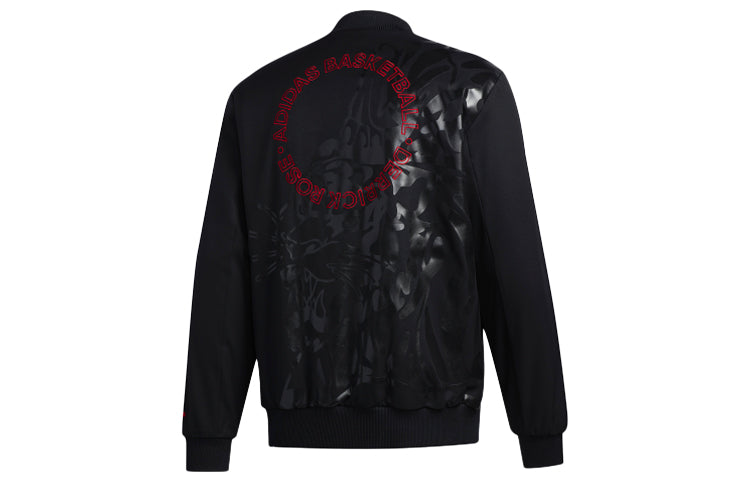 adidas CNY Rose Jkt Back Printing Basketball Sports Jacket Black GH4993