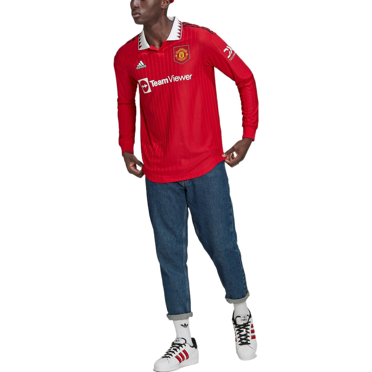 adidas Manchester United 22/23 Long Sleeve Home Authentic Jersey 'Red' HN5748