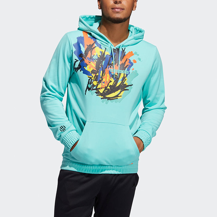 adidas Hdn Lnch Bb H hooded Loose Printing Basketball Casual Sports Pullover Green H13714