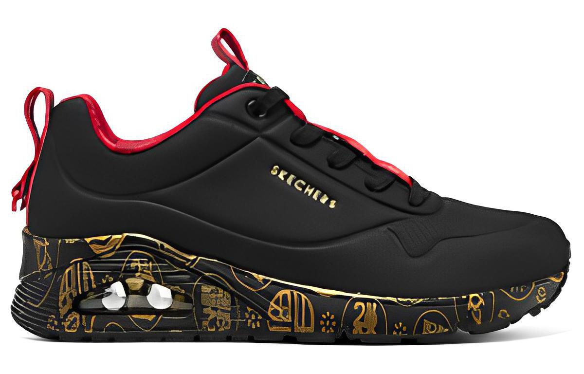 (WMNS) Skechers 2023 Year of the Rabbit Uno Celebrat-Airy Athletic Sneakers 'Black Red Gold' 896164-BKRD