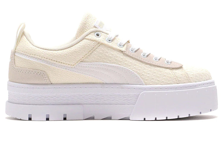 (WMNS) PUMA Mayze Patchwork Thick Sole Retro Casual Skateboarding Shoes White 383687-01